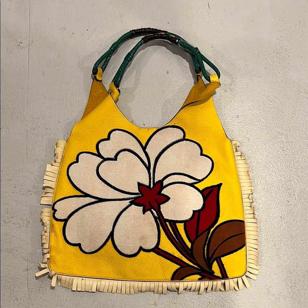 Marni Yellow and White Floral Shoulder Bag